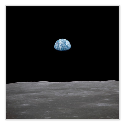 Poster Apollo 11 Aufgang der Erde über dem Mond, Juli 1969