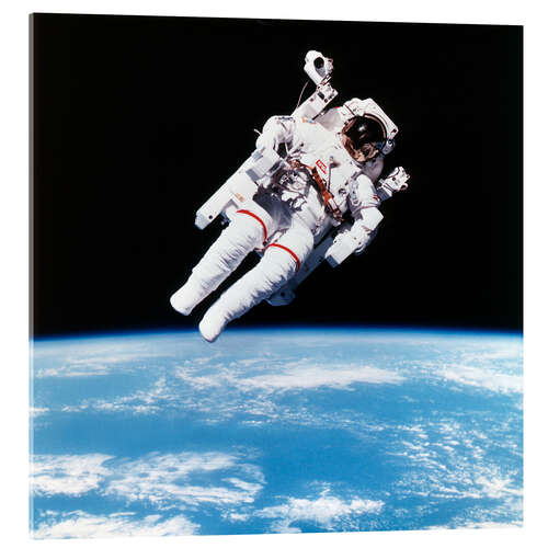 Acrylglasbild Astronaut Bruce McCandless mit Propeller Rucksack