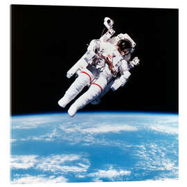 Acrylic print Astronaut Bruce McCandless with propeller backpack