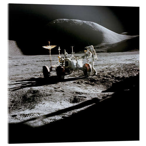 Akrylbillede Apollo 15 Astronaut James Irwin arbeitet an Mondfahrzeug