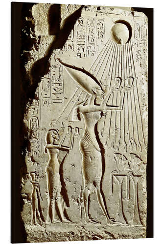 Tableau en aluminium Le pharaon Akhenaton rend hommage au dieu soleil Aton