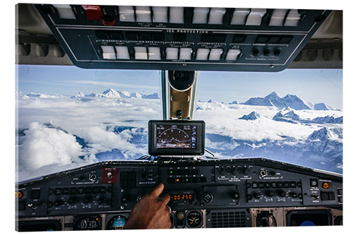 Akryylilasitaulu Airplane cockpit - Flying over mountain peaks in Himalaya