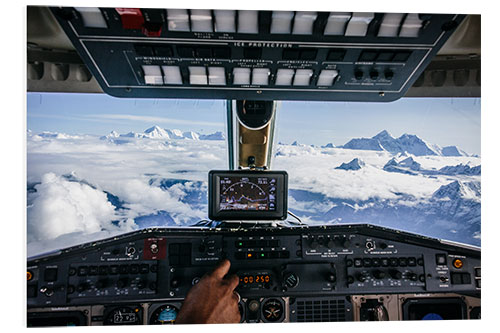 Foam board print Airplane cockpit - Flying over mountain peaks in Himalaya