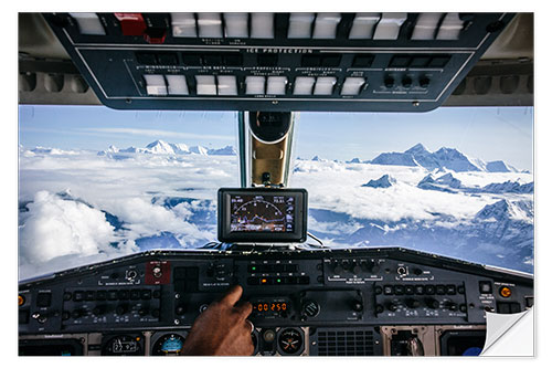 Självhäftande poster Airplane cockpit - Flying over mountain peaks in Himalaya