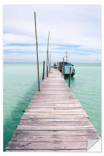 Sticker mural Wooden jetty on tropical exotic island