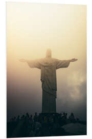 Foam board print Christ the redeemer statue at sunset, Rio de Janeiro, Brazil