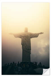 Sticker mural Christ Rédempteur au coucher du soleil à Rio de Janeiro