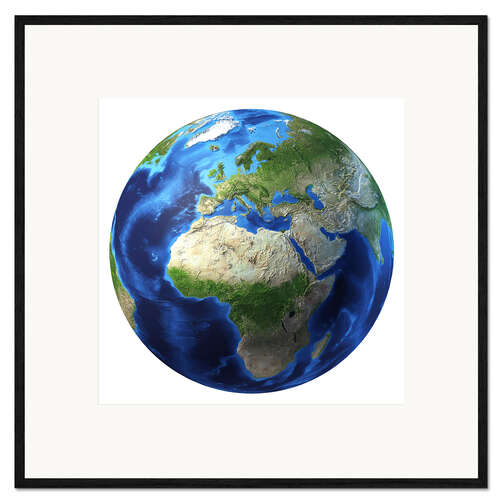 Framed art print Africa and Europe on 3D Earth