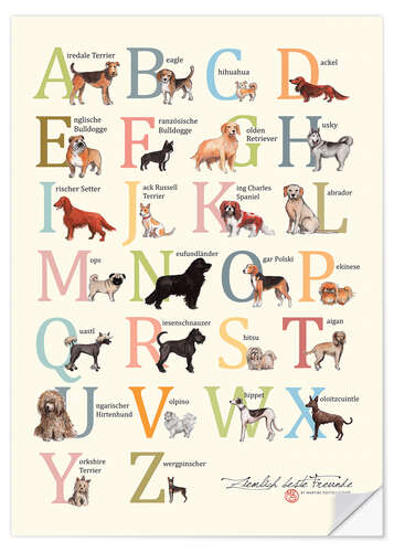 Selvklebende plakat Dogs ABC (German)