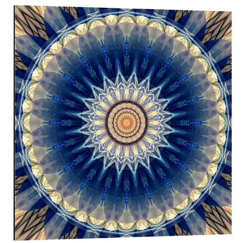 Tableau en aluminium Mandala bleu