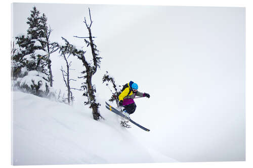 Akrylglastavla Freeride ski - Skier jumping in the backcountry