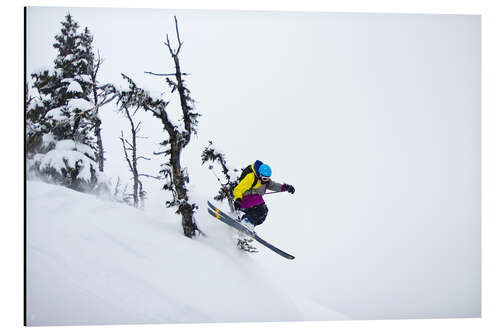 Aluminium print Freeride ski - Skier jumping in the backcountry