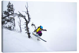 Lærredsbillede Freeride ski - Skier jumping in the backcountry