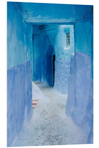 Foam board print Blue walls and door in medina in Chefchaouen, Morocco