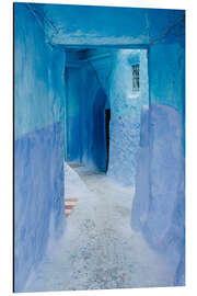 Magnettafel Blaue Wände und Tür in Medina von Chefchaouen, Marokko