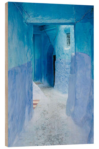 Cuadro de madera Calles azules en Chefchaouen, Marruecos