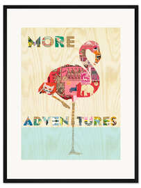 Gerahmter Kunstdruck Flamingo Collage auf Holz