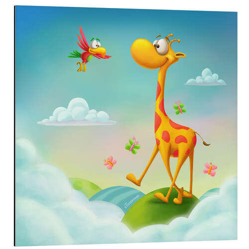 Aluminium print Giraffe in the clouds