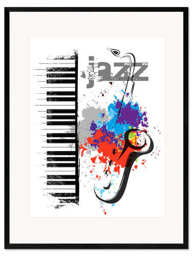 Ingelijste kunstdruk Jazz notes