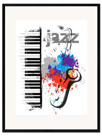 Inramat konsttryck Jazz anteckningar