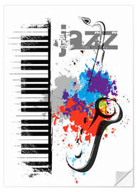 Selvklebende plakat Jazz notes