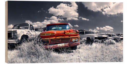 Wood print Route66 - car dump