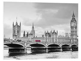 Foam board print Westminster bridge with look at Big Ben and House of parliament