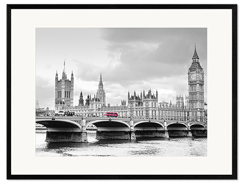 Kehystetty taidepainatus Westminster bridge with look at Big Ben and House of parliament