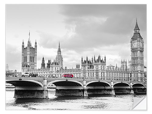 Selvklebende plakat Westminster bridge with look at Big Ben and House of parliament