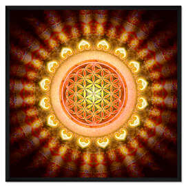 Gerahmter Kunstdruck Blume des Lebens - Sonne