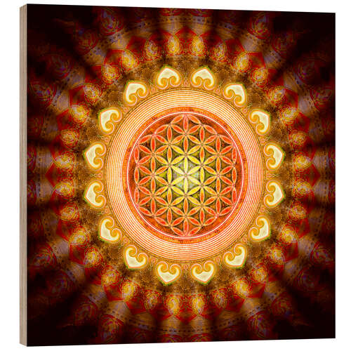 Wood print Flower of life - Sun