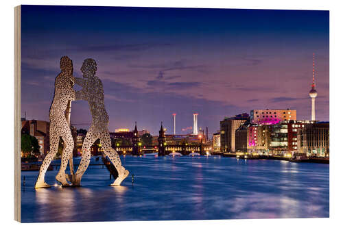 Wood print Skyline Berlin - Molecule Man