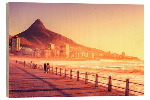 Quadro de madeira Sunset, Cape Town, South Africa