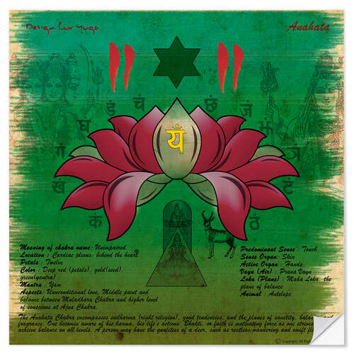 Vinilo para la pared Anahata Chakra Yoga Poster