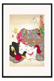 Gerahmter Kunstdruck Die Katze necken