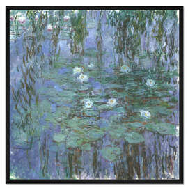 Gerahmter Kunstdruck Blaue Wasserlilien