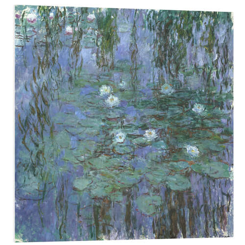 Foam board print Blue Water Lilies