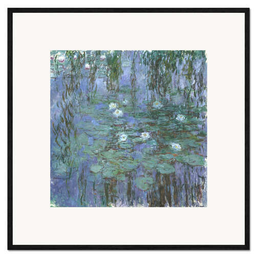 Gerahmter Kunstdruck Blaue Wasserlilien