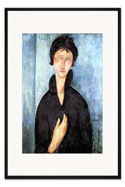 Gerahmter Kunstdruck Frau mit blauen Augen