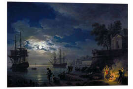 Print på skumplade Night: Port in the moonlight