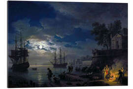 Quadro em plexi-alumínio Night: Port in the moonlight