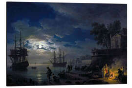 Magnettafel Die Nacht: Hafen im Mondlicht