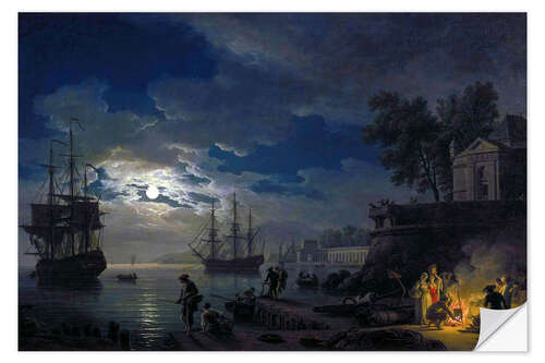 Wall sticker Night: Port in the moonlight