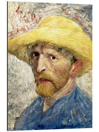 Tableau en aluminium Autoportrait au chapeau de paille, 1887