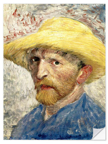 Selvklebende plakat Self-Portrait with Straw Hat, 1887