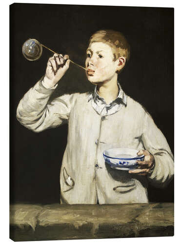 Canvas print Boy blowing bubbles