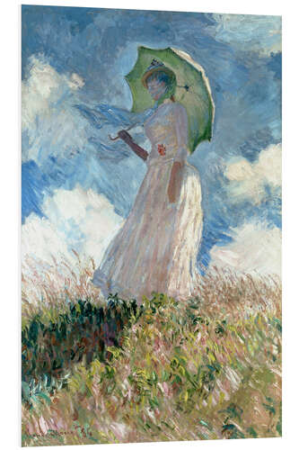 Foam board print Woman with parasol turned to the left