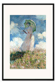 Gerahmter Kunstdruck Frau mit Sonnenschirm nach links gewendet