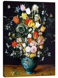 Leinwandbild  Blumenstrauss in blauer Vase - Jan Brueghel d.Ä.
