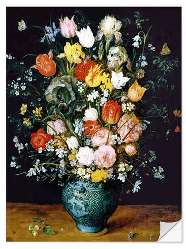 Selvklæbende plakat Bouquet in a blue vase